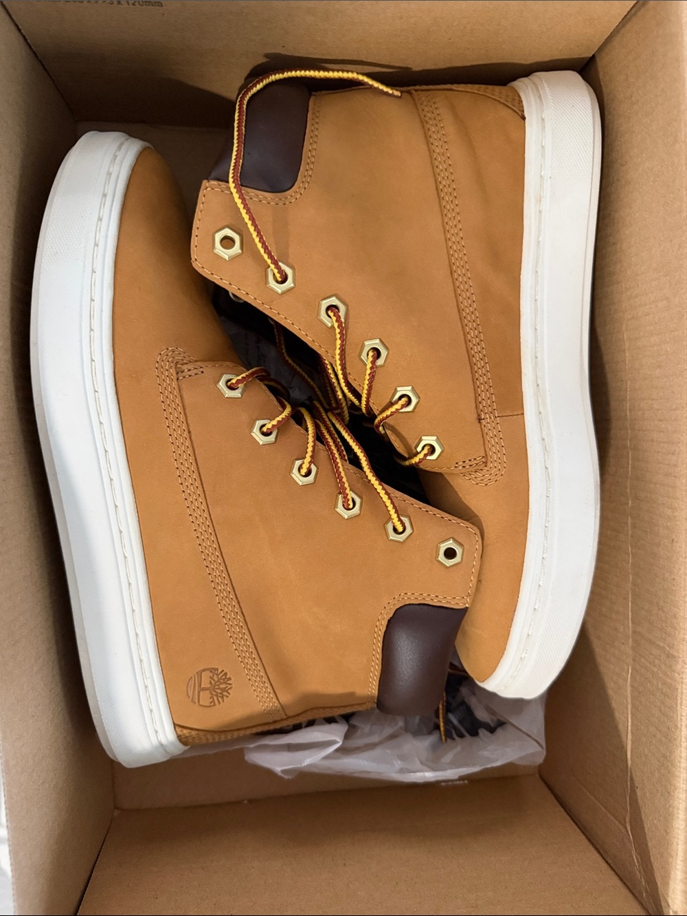 Timberland Wheat Nubuck High-Top Sneakers with White Sole